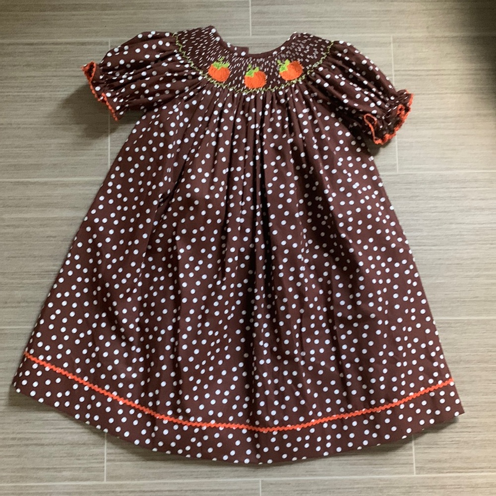 Brown Polka Dot Kids Casual Dress
